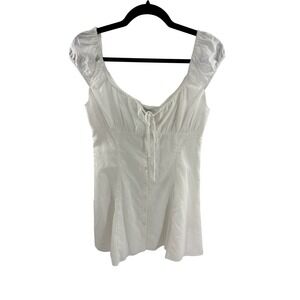 WAYF White Eyelet Square Neck Puff Sleeve Mini Dress Size S